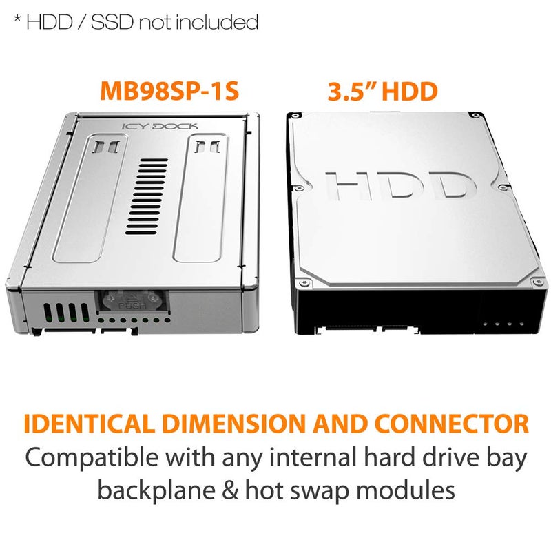 ICY DOCK Enterprise Full Metal 2.5" to 3.5" SAS / SATA (22pin) HDD & SSD Converter / Mounting Kit for Internal 3.5" Drive Bay | EZConvert Pro MB982SP-1S - Image 5